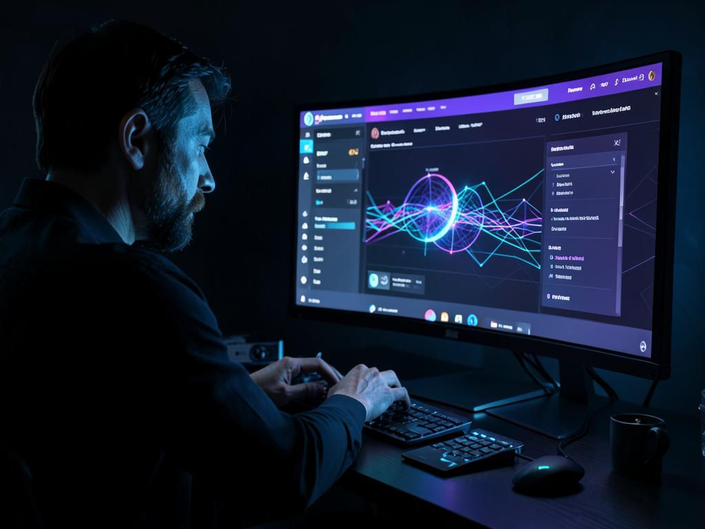 Designer redesigning a website on a large screen