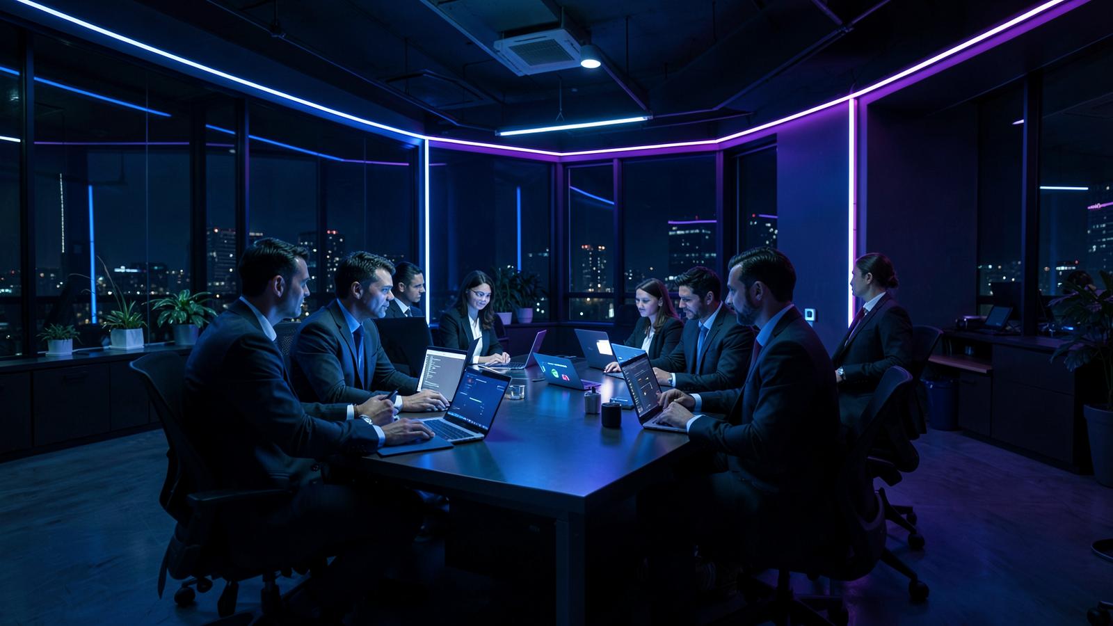 Business team working together in a modern office